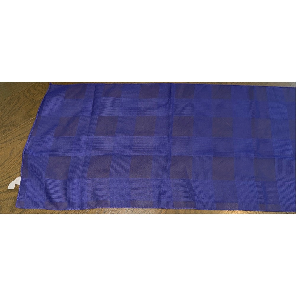 Purple Checkered Sheer Lightweight Rectangular Scarf Textured Pattern - Picture 3 of 6